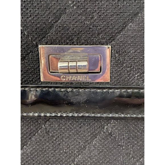 Chanel Vintage Mademoiselle Flap Bag Quilted Canvas Black Patent Small Reissue - Picture 14 of 14
